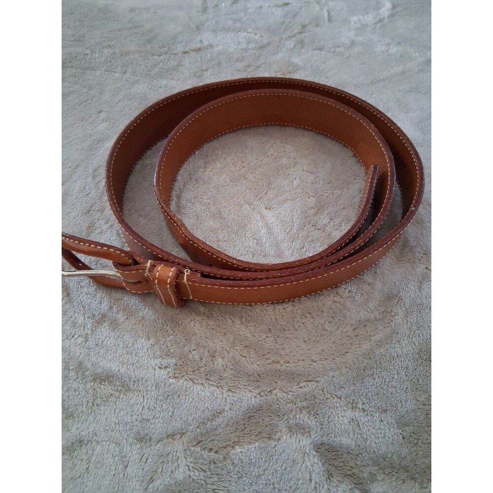 vintage dooney and bourke Belt 36/90 Brown White Threading Preppy Casual Costal